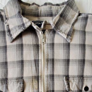 Polo Gray Plaid Zipper Front Long Sleeve Shirt